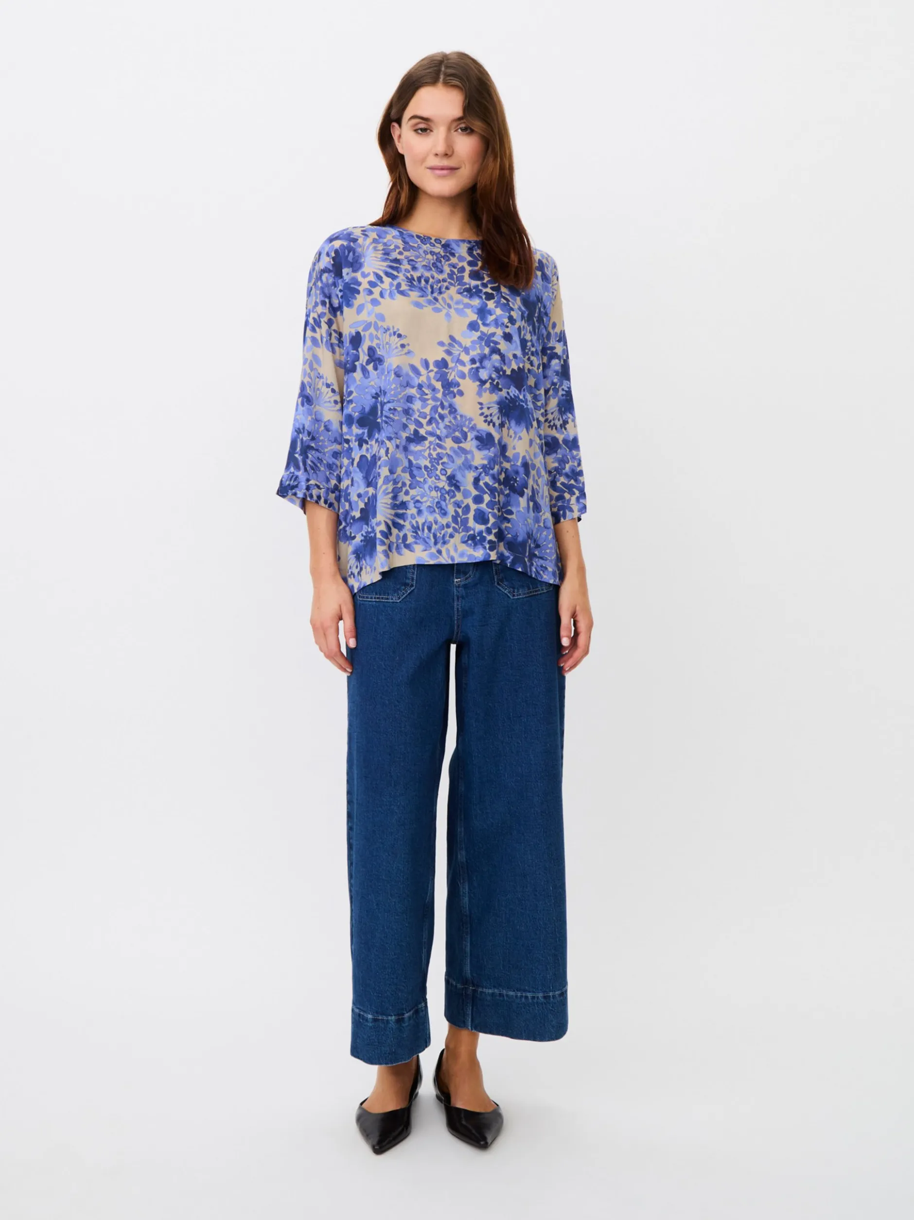 Masai Damen Bluse in blau mehrfarbig - Ärmel: 3/4 Arm