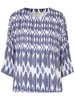 Masai Damen Bluse in blau weiß - Ausschnitt: Rundhals