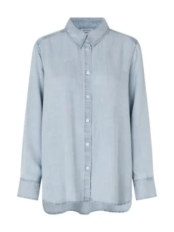 Masai Damen Hemdbluse in denim - Ärmel: langarm