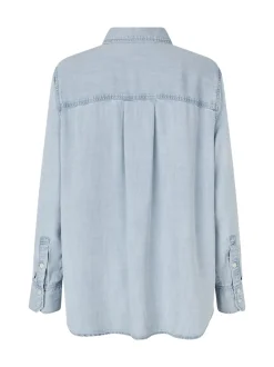 Masai Damen Hemdbluse in denim - Ärmel: langarm