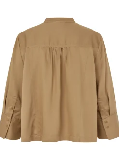 Masai Damen Hemd in camel - Ausschnitt: Rundhals