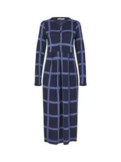 Masai Damen Langes Kleid in blau - Ausschnitt: Rundhals