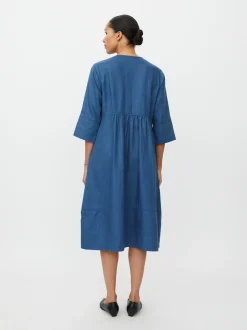 Masai Damen Leinenkleid in blau - Ausschnitt: Rundhals