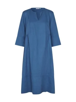 Masai Damen Leinenkleid in blau - Ausschnitt: Rundhals