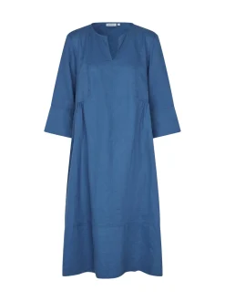 Masai Damen Leinenkleid in blau - Ausschnitt: Rundhals