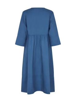 Masai Damen Leinenkleid in blau - Ausschnitt: Rundhals