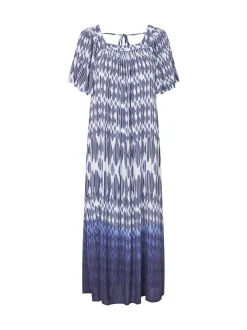 Masai Damen Midikleid in blau mehrfarbig - Länge: lang