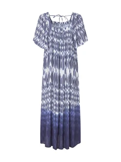 Masai Damen Midikleid in blau mehrfarbig - Länge: lang