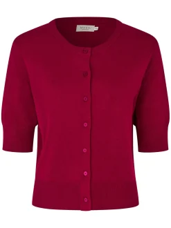 Masai Damen Strickjacke in himbeer - Ärmel: Halbarm