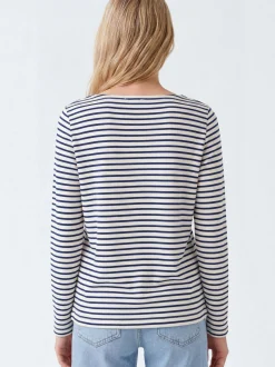 Mavi Damen Langarmshirt in ecru blau - Ärmel: langarm