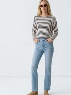 Mavi Damen Langarmshirt in ecru blau - Ärmel: langarm