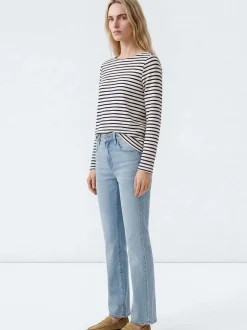 Mavi Damen Langarmshirt in ecru blau - Ärmel: langarm