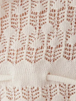 Mavi Damen Strickjacke in ecru - Ärmel: kurzarm