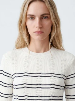 Mavi Damen Strickshirt in ecru blau - Ärmel: kurzarm