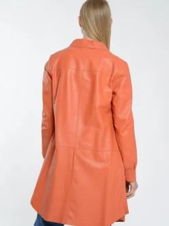Maze Damen Hemdkleid aus Leder in orange