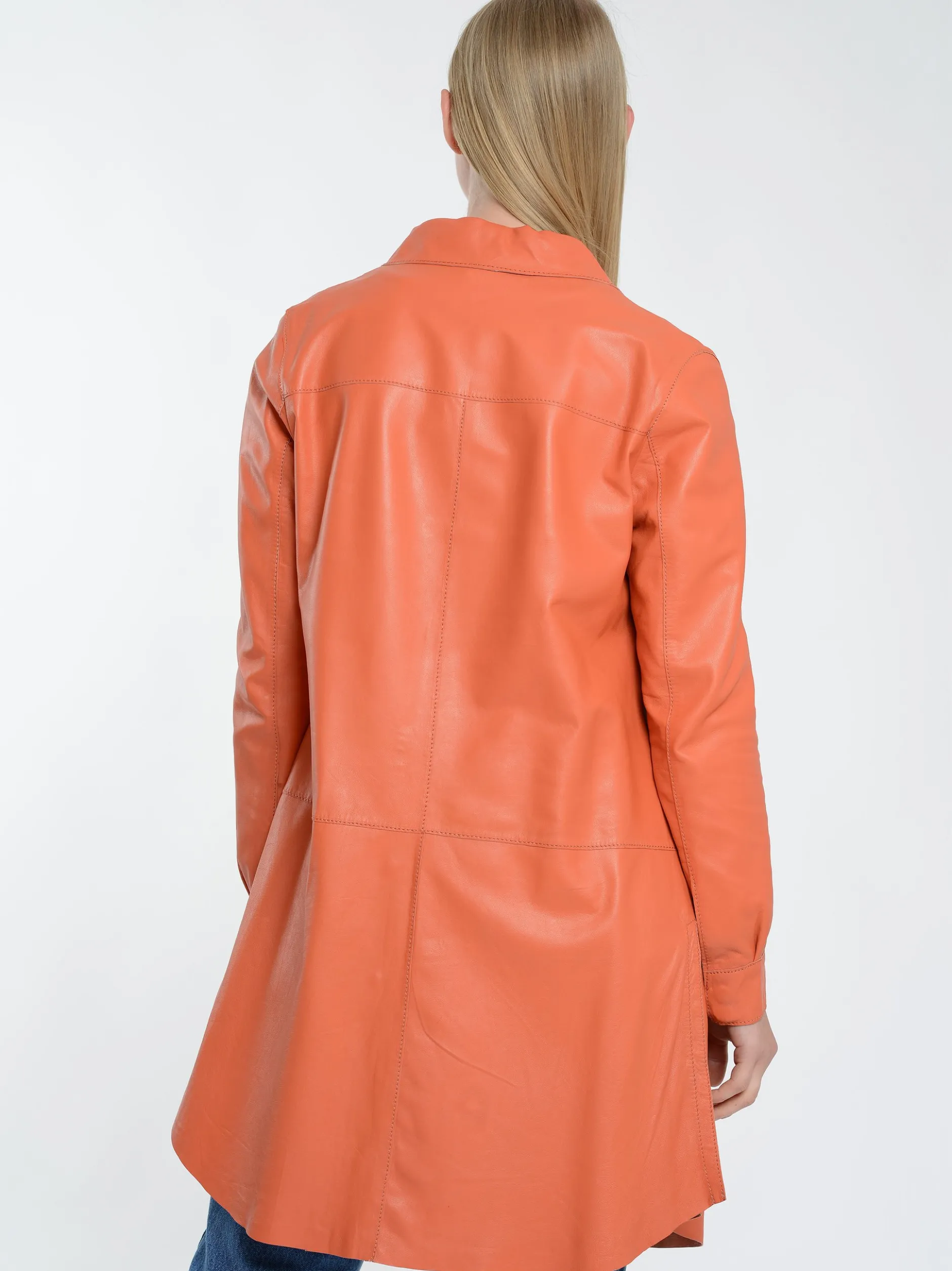 Maze Damen Hemdkleid aus Leder in orange