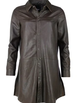 Maze Damen Hemdkleid aus Leder in braun