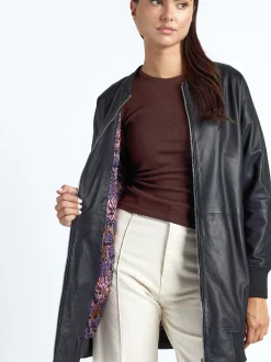 Maze Damen Lederblouson in schwarz