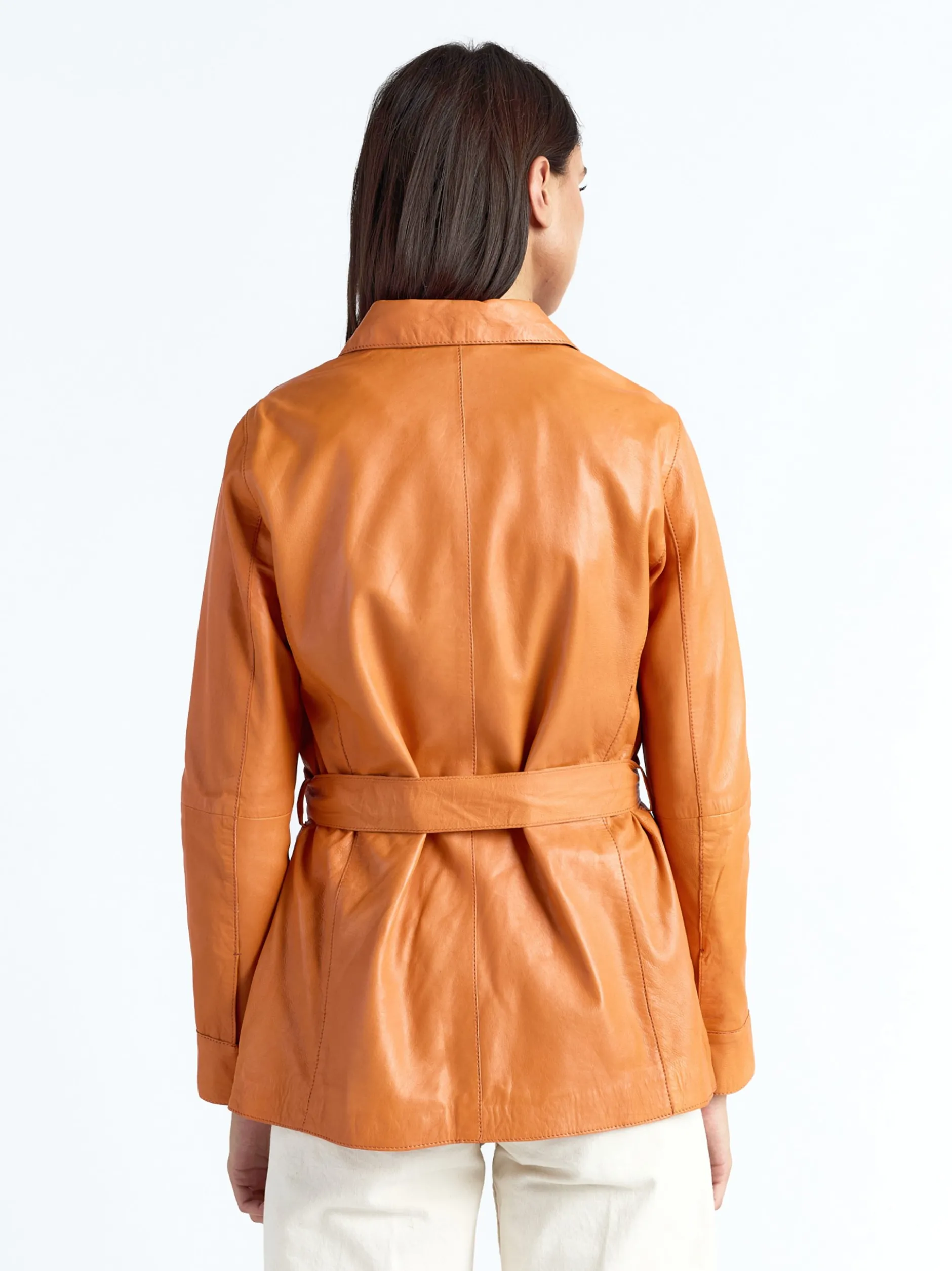 Maze Damen Lederhemd in orange