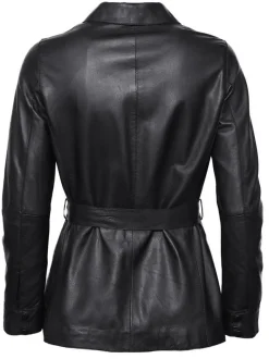 Maze Damen Lederhemd in schwarz