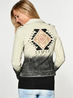Maze Damen Lederjacke in beige