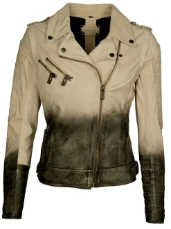 Maze Damen Lederjacke in beige