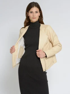 Maze Damen Lederjacke in beige