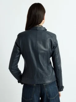 Maze Damen Lederjacke in blau