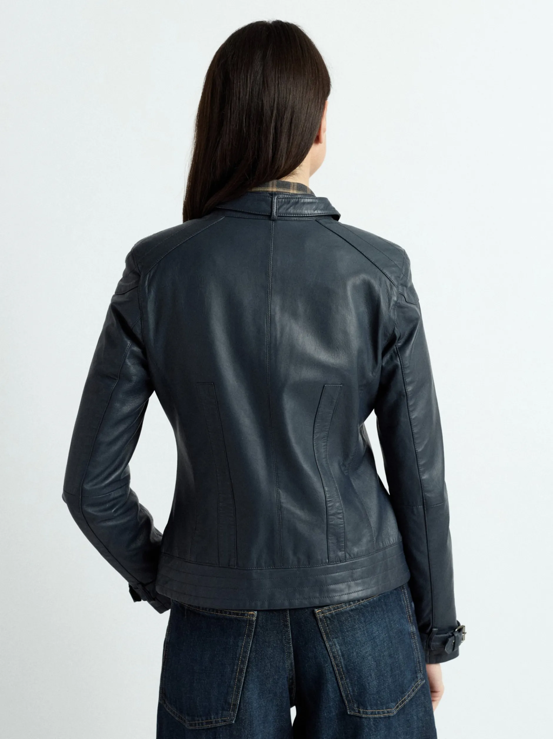 Maze Damen Lederjacke in blau
