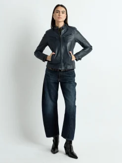 Maze Damen Lederjacke in blau