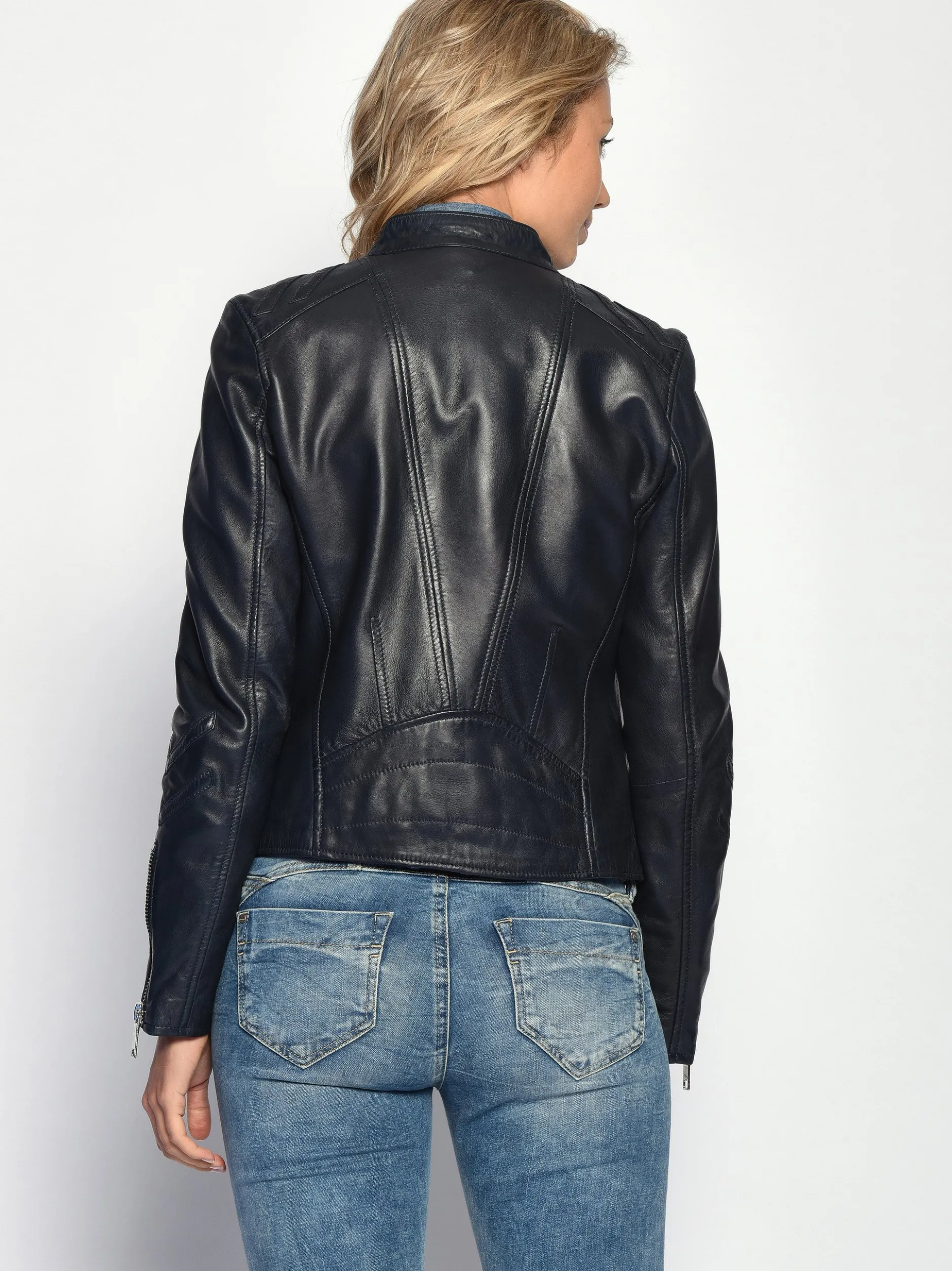 Maze Damen Lederjacke in blau