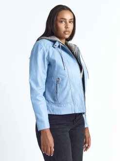 Maze Damen Lederjacke in blau