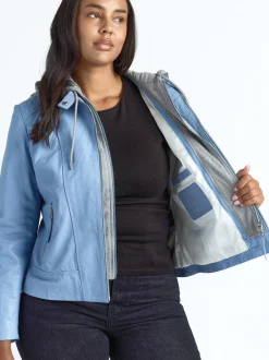 Maze Damen Lederjacke in blau