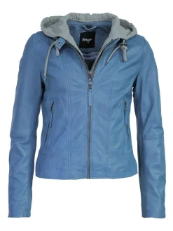 Maze Damen Lederjacke in blau