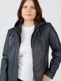 Maze Damen Lederjacke in blau