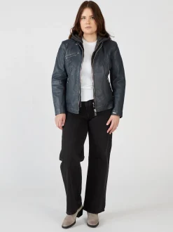Maze Damen Lederjacke in blau