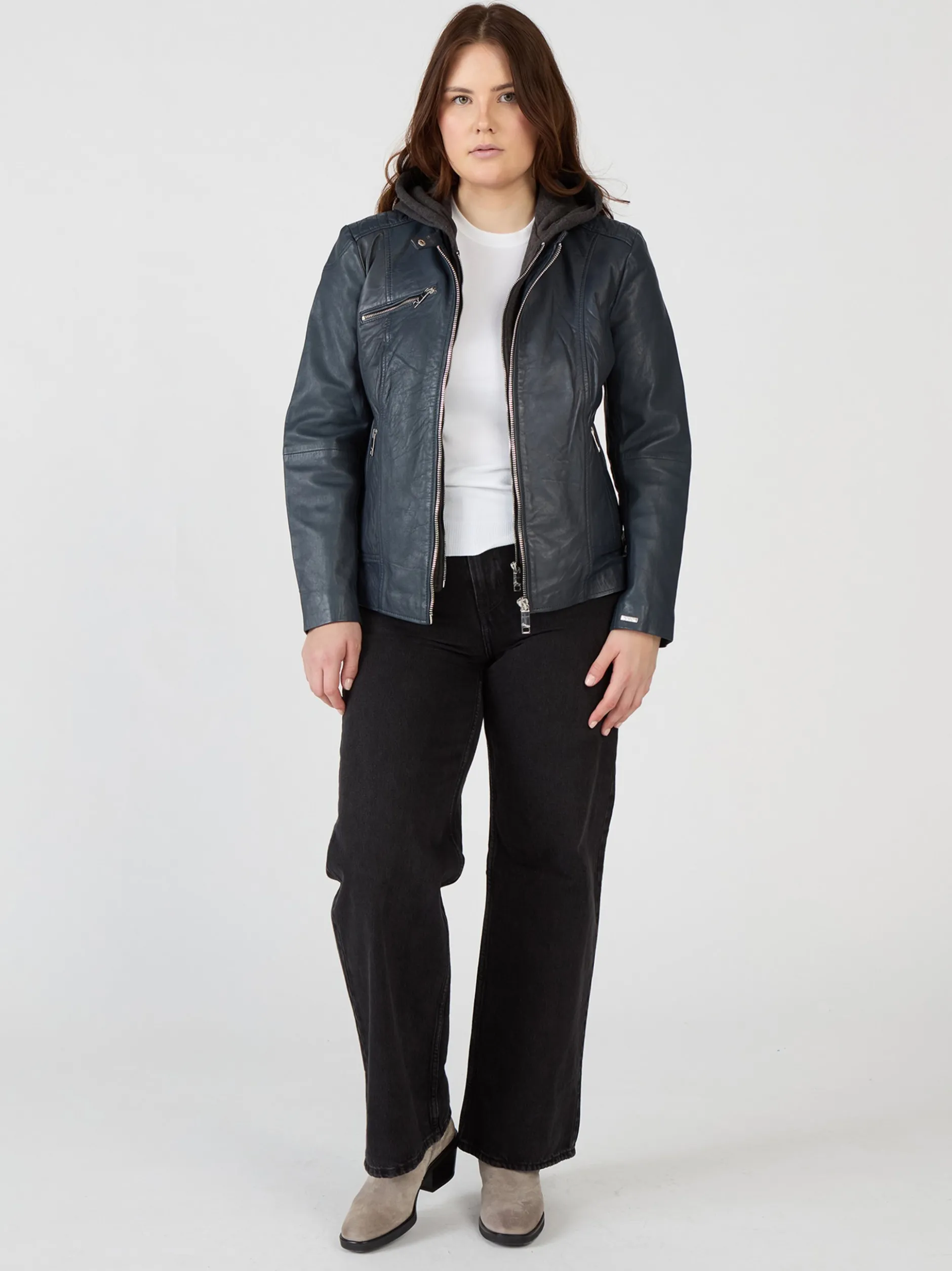 Maze Damen Lederjacke in blau