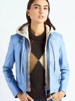 Maze Damen Lederjacke in blau