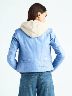 Maze Damen Lederjacke in blau