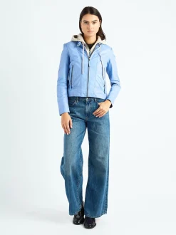 Maze Damen Lederjacke in blau