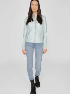 Maze Damen Lederjacke in blau