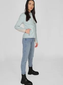 Maze Damen Lederjacke in blau