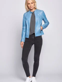 Maze Damen Lederjacke in blau
