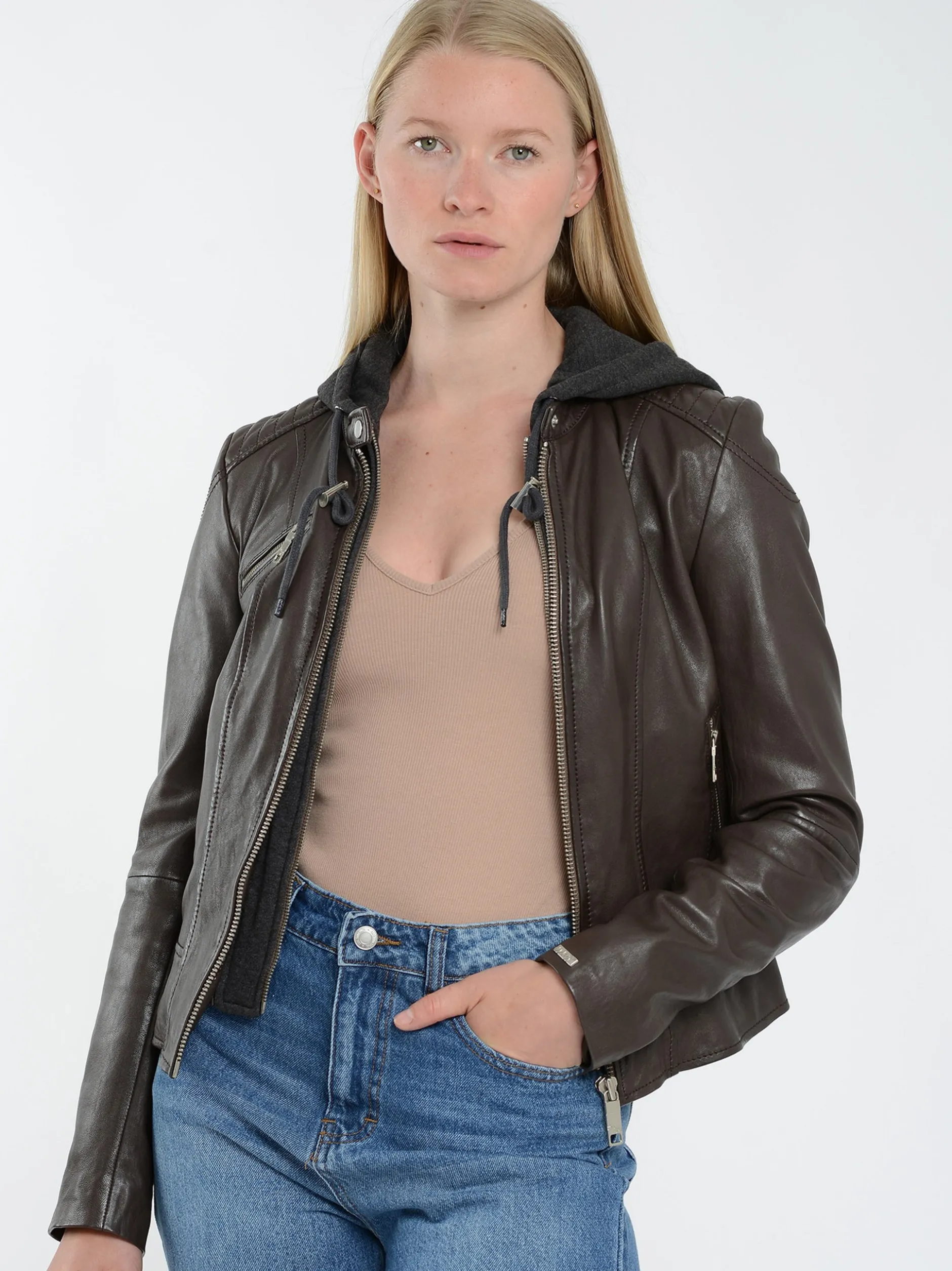 Maze Damen Lederjacke in braun