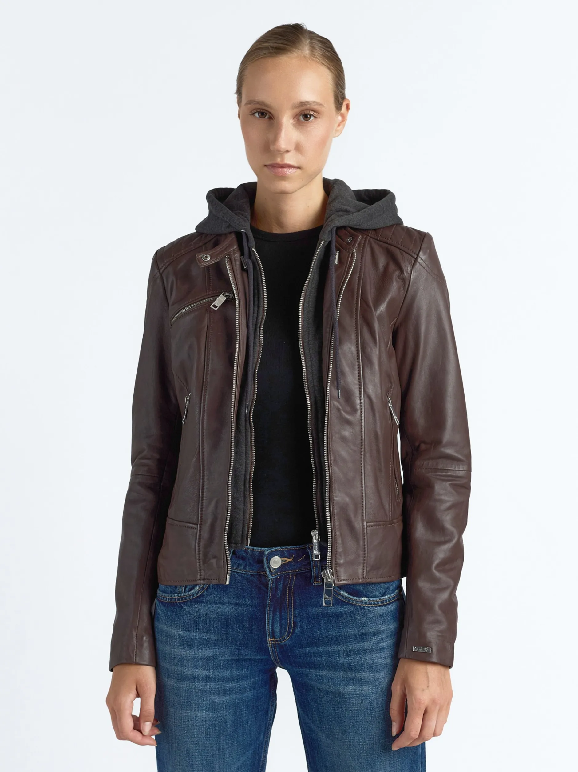 Maze Damen Lederjacke in braun