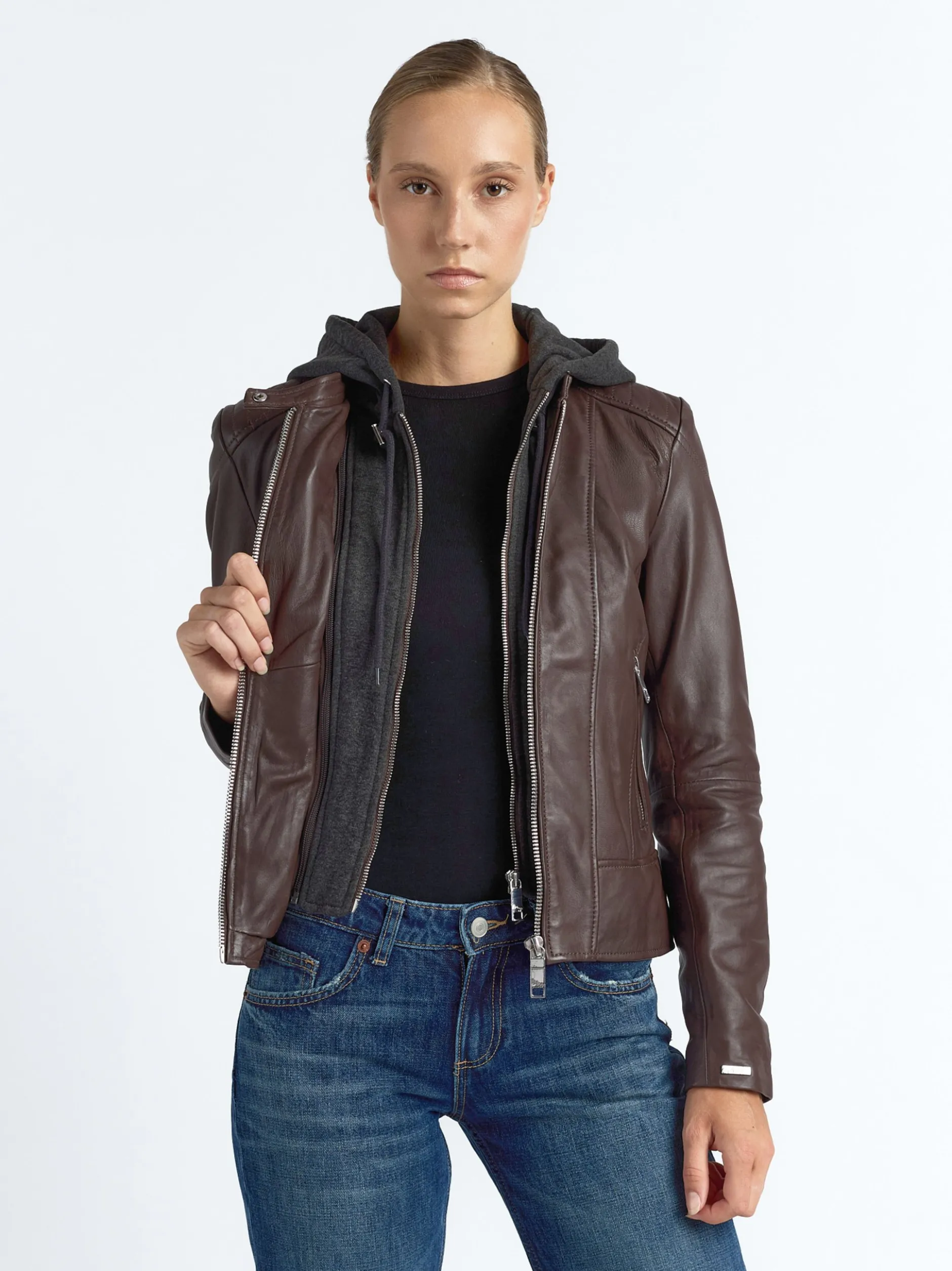 Maze Damen Lederjacke in braun