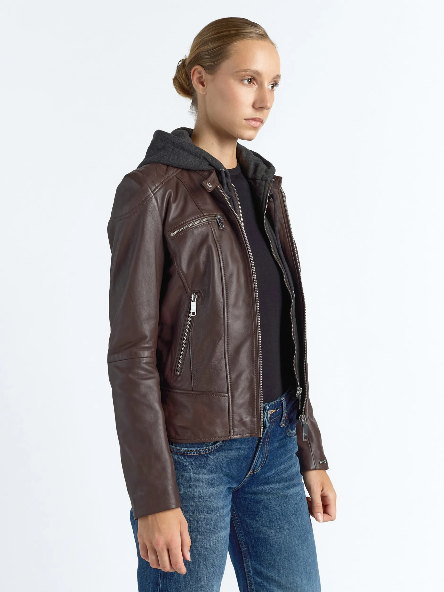 Maze Damen Lederjacke in braun