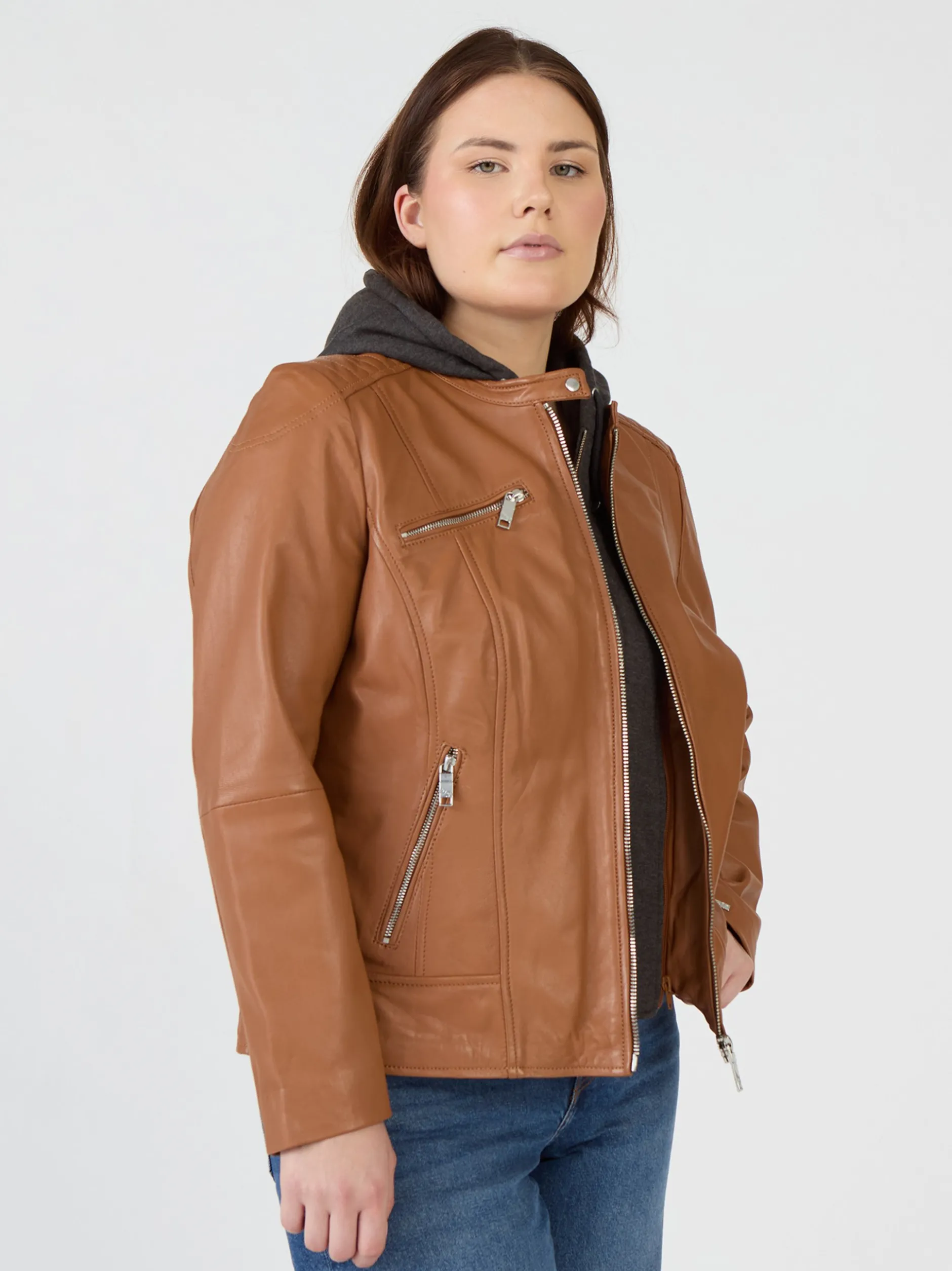 Maze Damen Lederjacke in cognac