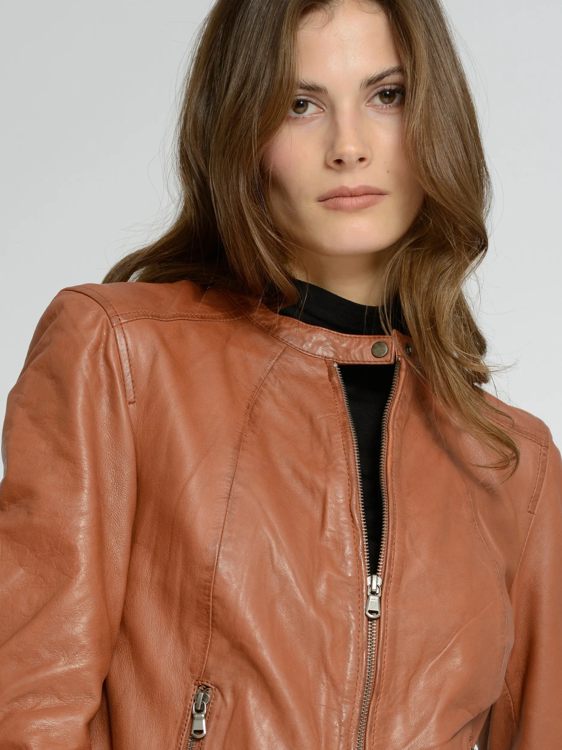 Maze Damen Lederjacke in cognac
