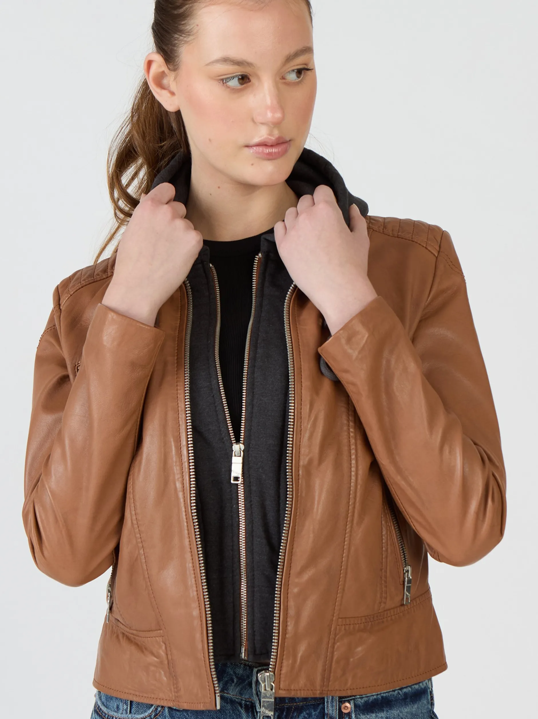 Maze Damen Lederjacke in cognac